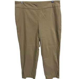 Roz & Ali Tan Stretchy Dress Pants Buttons at Ankles No Pockets Women's Size 14W